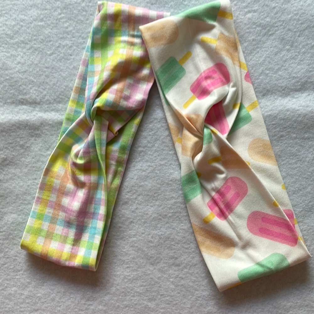 Front Twist Headbands Pastel Summer Prints Set of Two